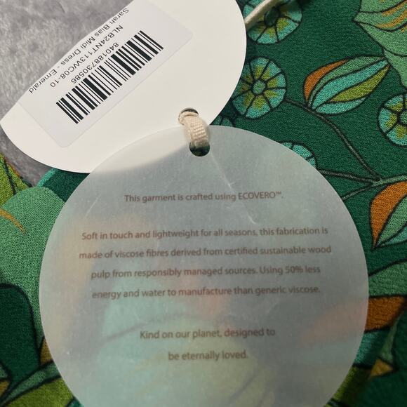 Nine Lives Bazaar Dress 6 Green Emerald Sarah Bias Midi Tropical Party Boho New - Picture 8 of 14